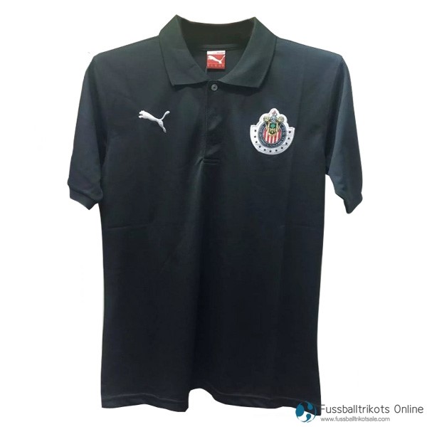 CD Guadalajara Polo 2017-18 Schwarz Fussballtrikots Günstig